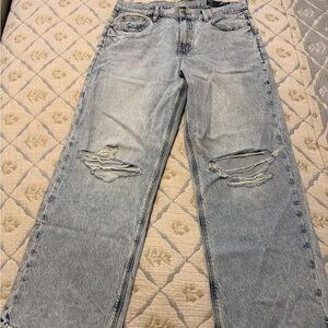 American Eagle Outfitters Light Blue Distressed Straight Leg Jeans